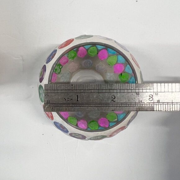 Tealight Candle Holder Exquisite Pattern Vivid Colors Glass Candle Holder Multi - Picture 4 of 5